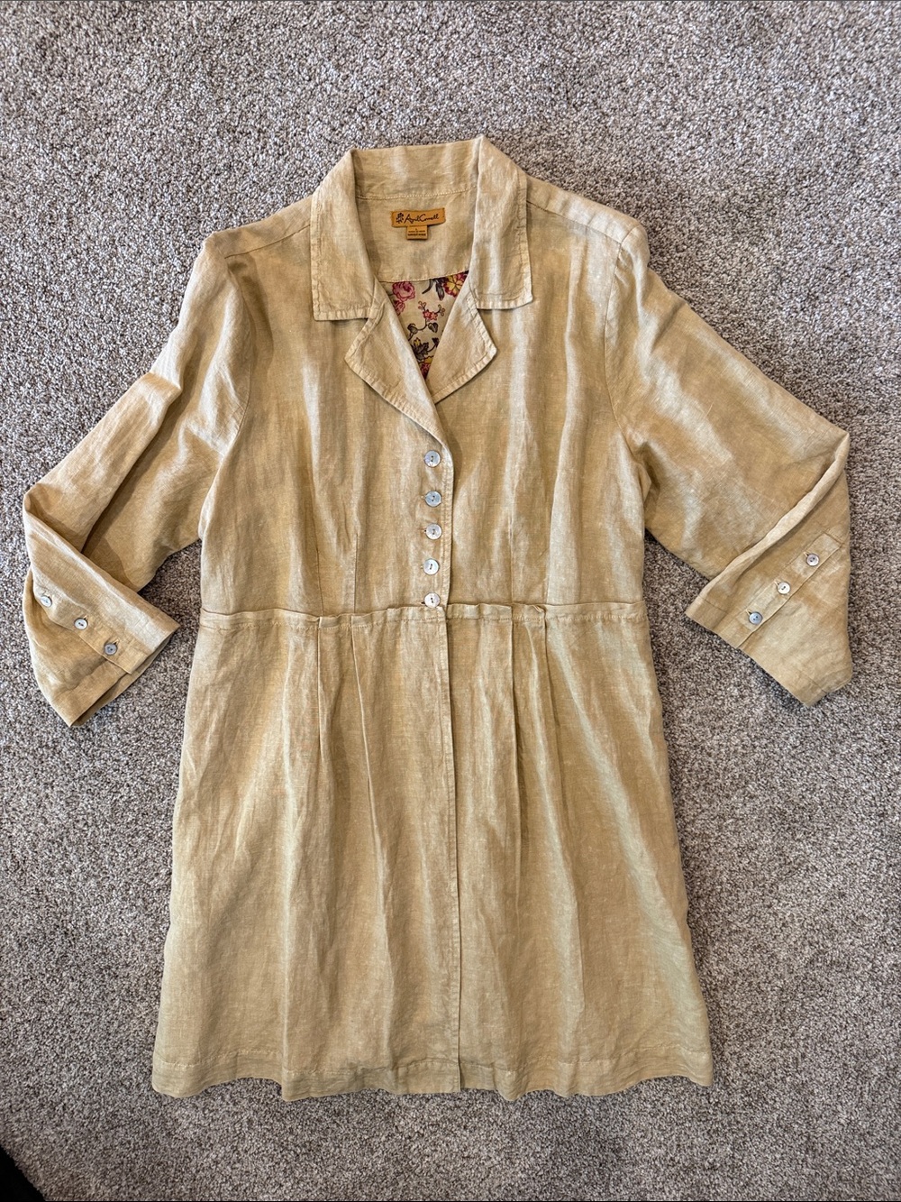 April Cornell Linen Button-Down Tunic Dress/Coat, Large, EUC
